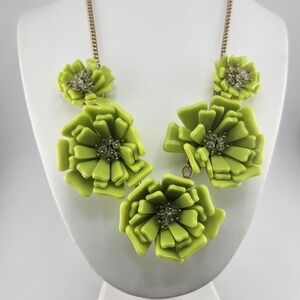 Talbots Green Flower Necklace‎ READ
